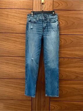 American Eagle Outfitters Original Straight Med Wash Distressed Mens Jeans 28X34